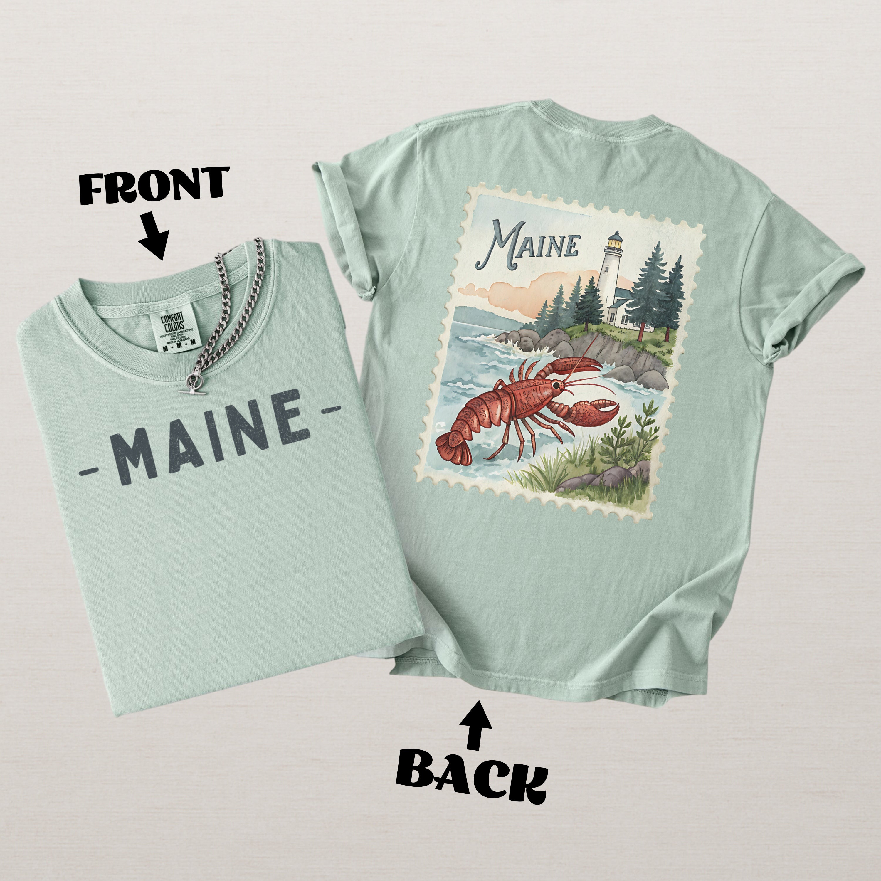 Vintage Maine Comfort Colors Retro Travel Stamp Souvenir T-Shirt