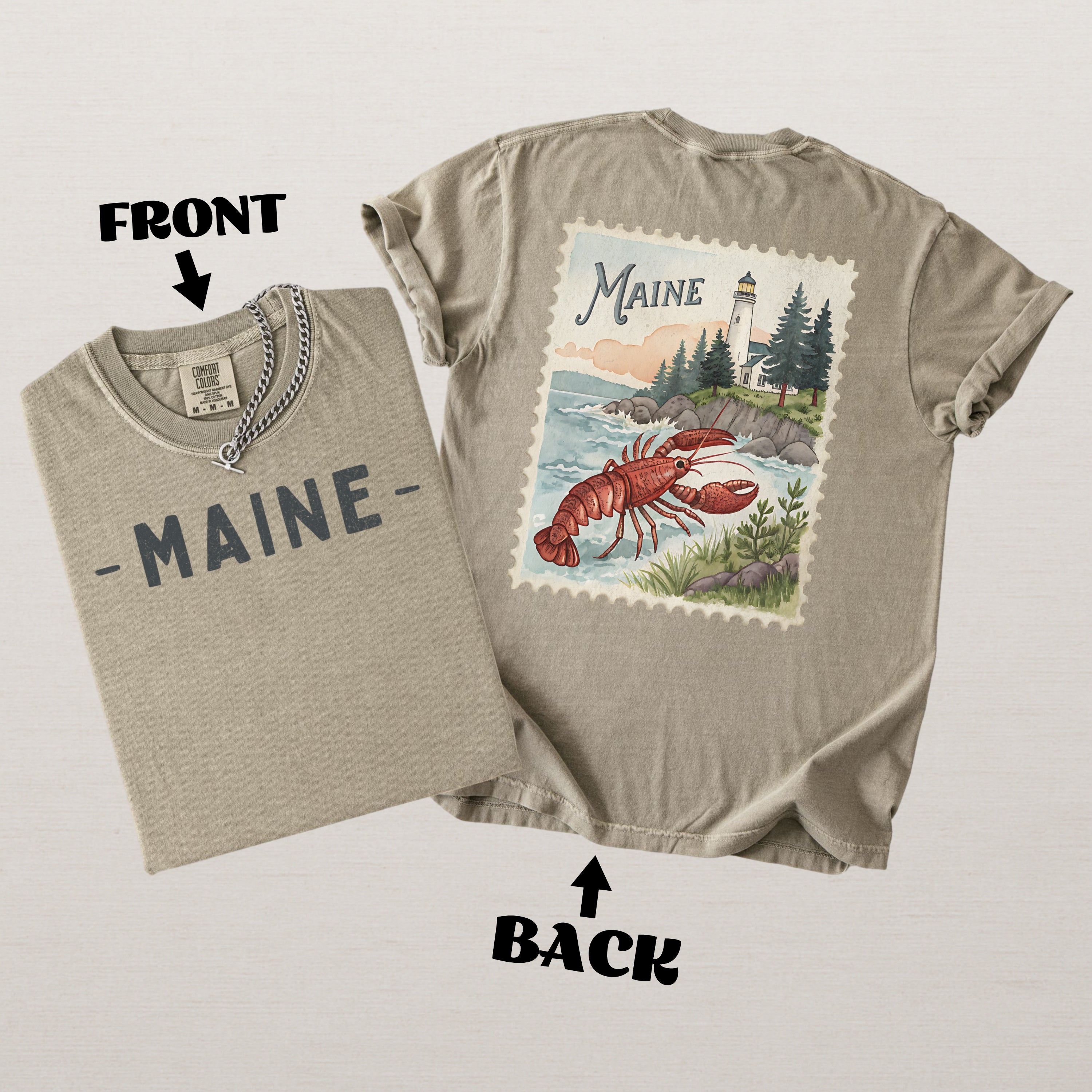 Vintage Maine Comfort Colors Retro Travel Stamp Souvenir T-Shirt