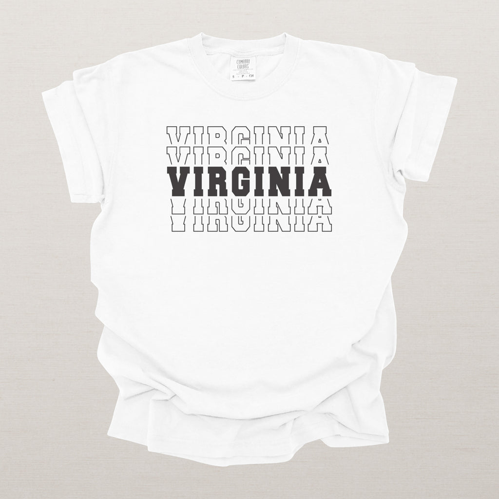 Virginia Varsity Echo State Shirt | Comfort Colors Black Text