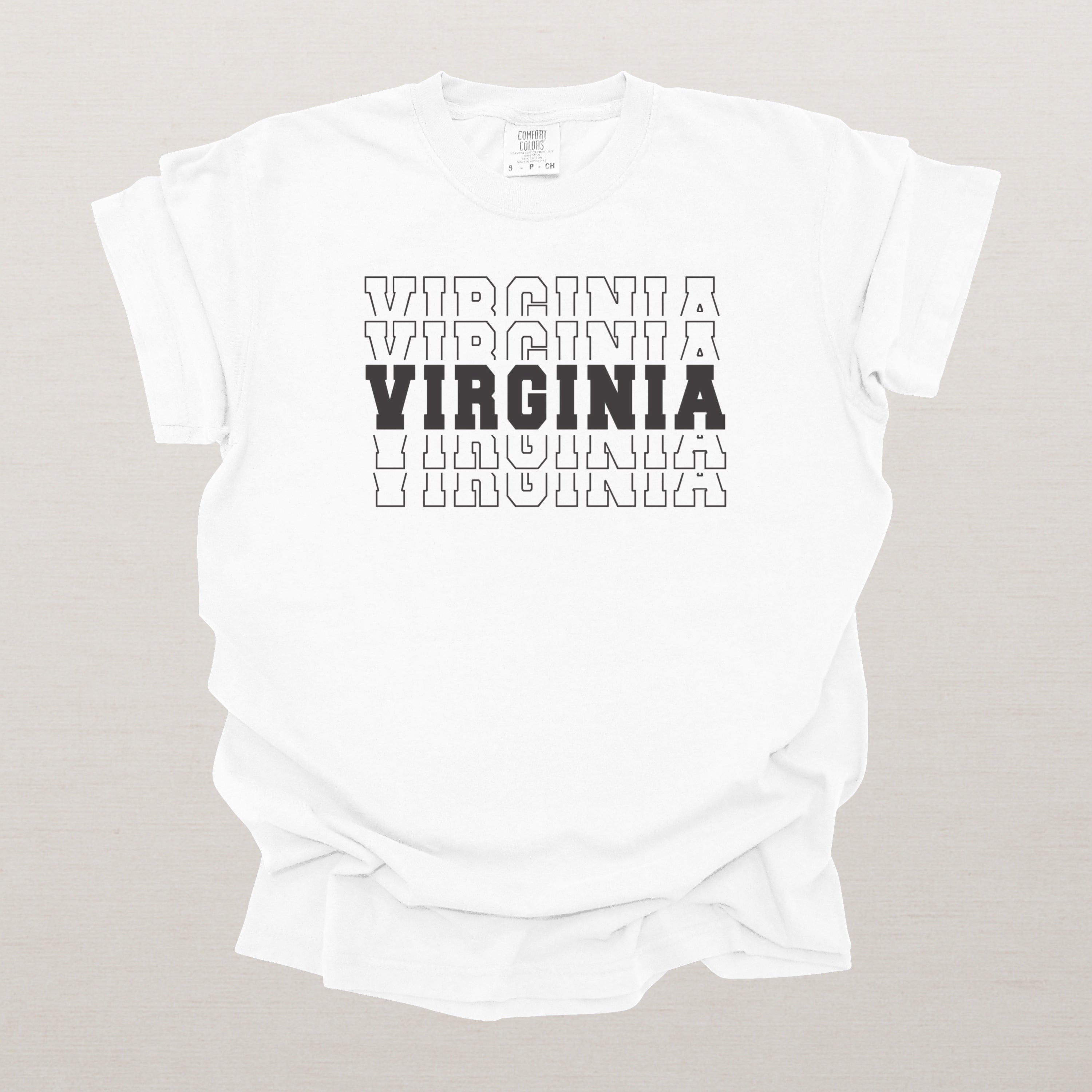 Virginia Varsity Echo State Shirt | Comfort Colors Black Text