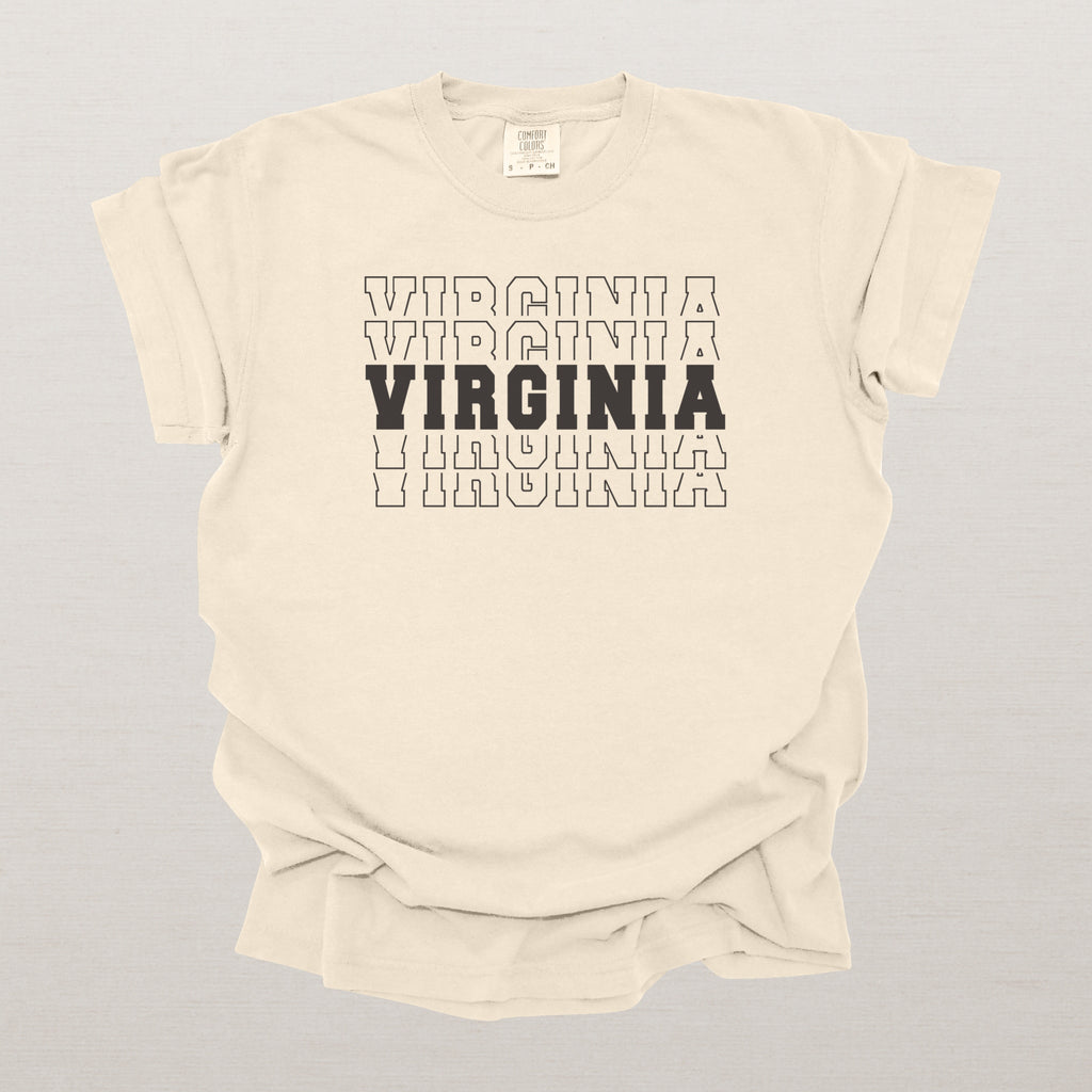 Virginia Varsity Echo State Shirt | Comfort Colors Black Text