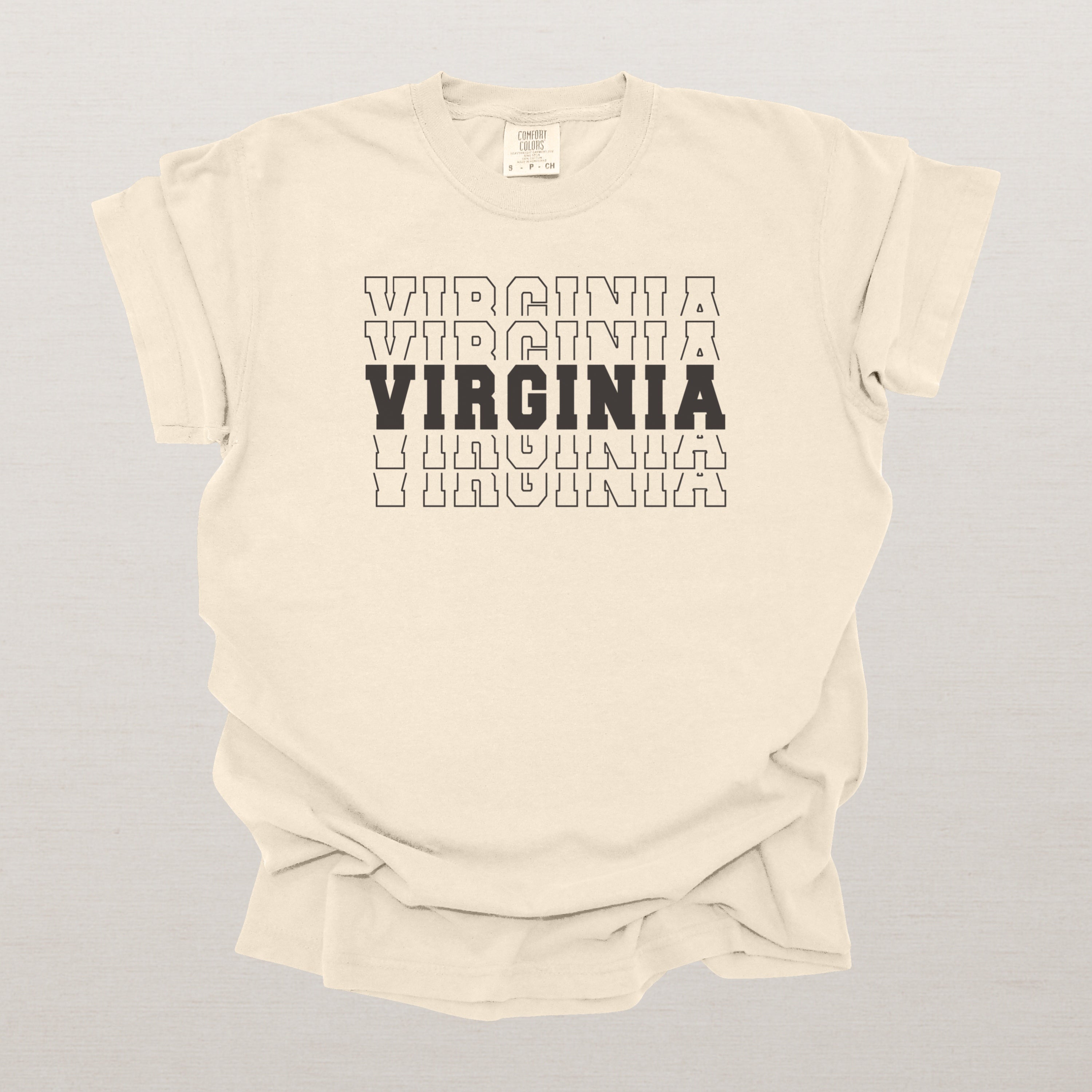 Virginia Varsity Echo State Shirt | Comfort Colors Black Text