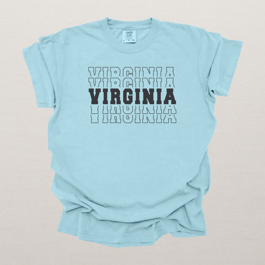 Virginia Varsity Echo State Shirt | Comfort Colors Black Text