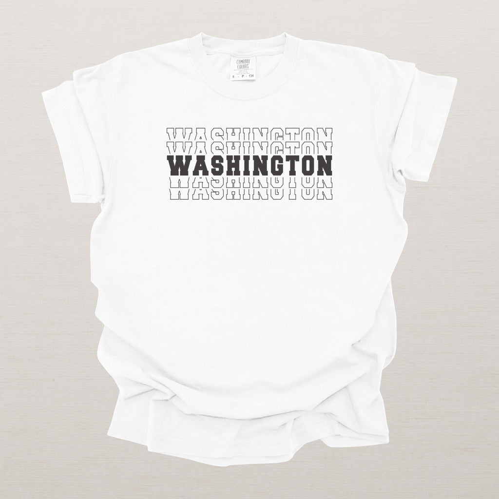 Washington Varsity Echo State Shirt | Comfort Colors Black Text